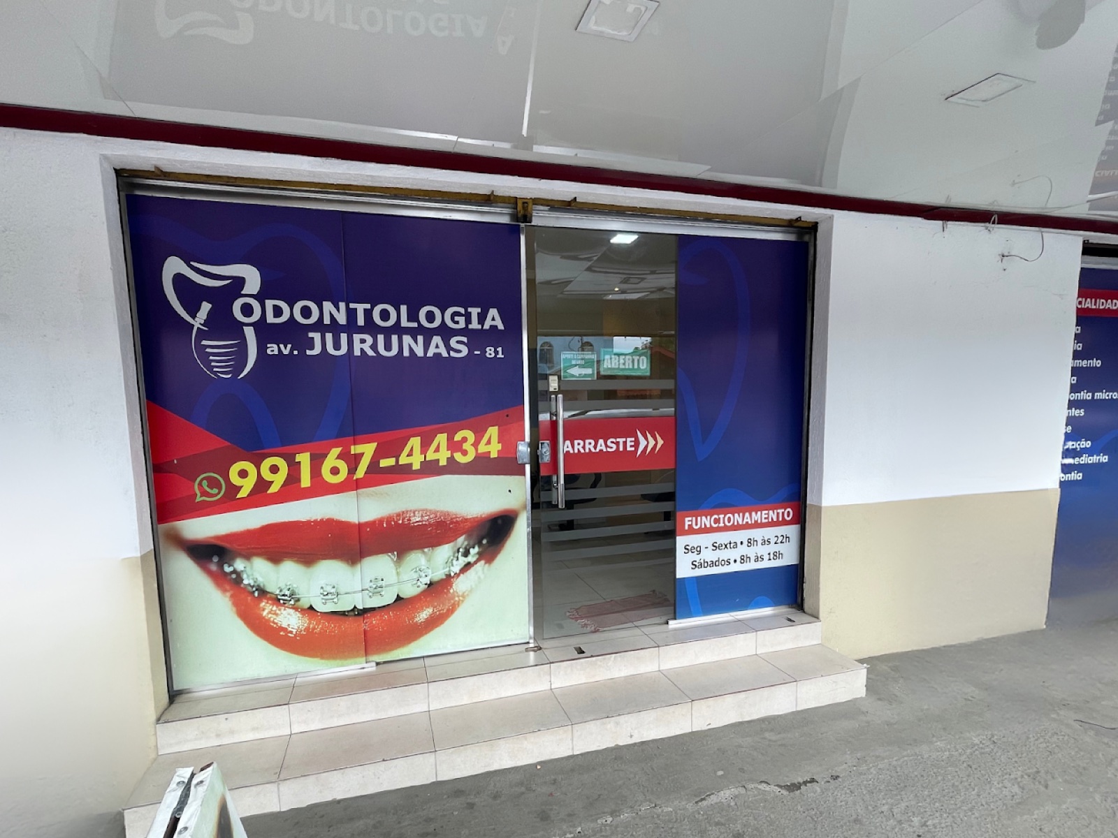 Fachada da Odontologia Jurunas na Av. Jurunas, 81, no bairro Nova Cidade